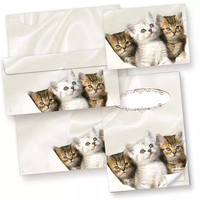 Tatmotive Briefpapier-Set Katzen 25 Sets Motivpapier DIN A4