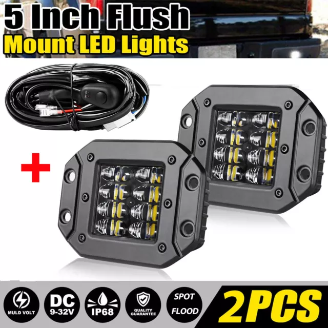 5" 10-30V Car LED Work Light Bar Spot Lights Offroad Truck SUV W/ Strobe Amber