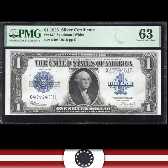1923 $1 SILVER CERTIFICATE *HORSEBLANKET* PMG 63 Fr 237 W59461