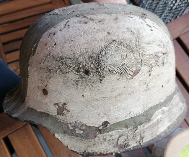 Stahlhelm germanM40 Wehrmacht ORIGINAL FARBE Wintertarn- Südfronttarnung 2WK WW2