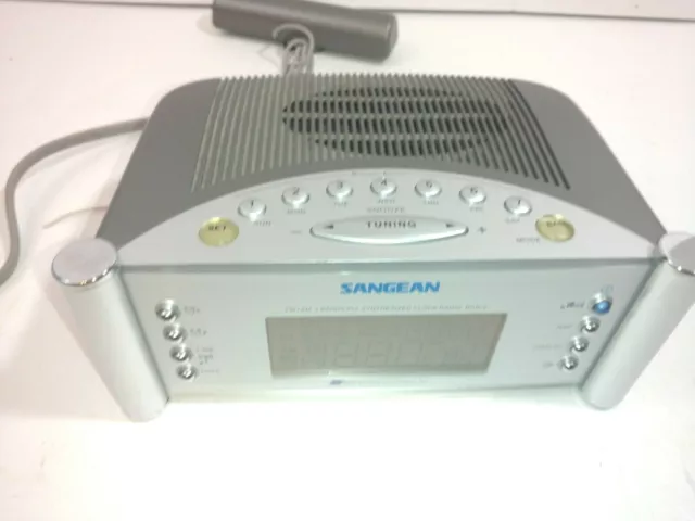 Atomicall réveil radio Sangean argent tuner numérique écran LCD FM Aux RCR2