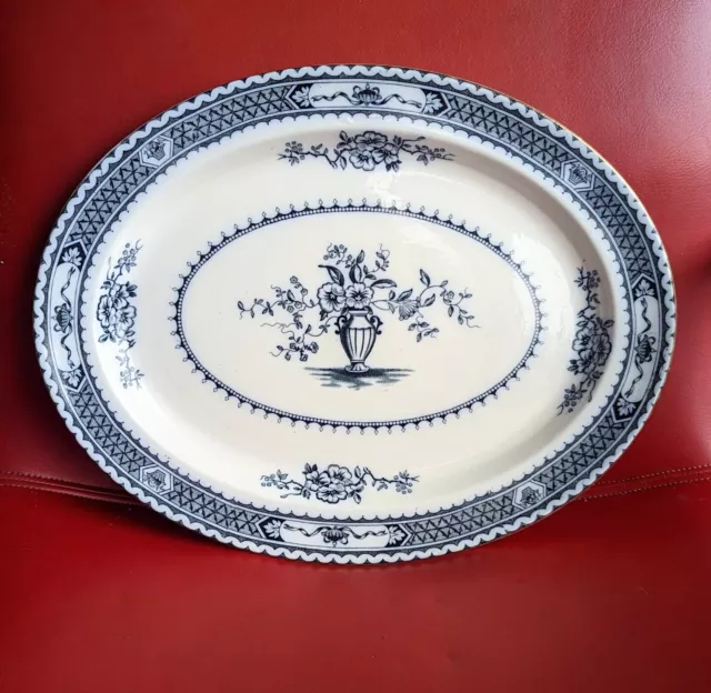 Woods & Sons Warwick Oval Serving Blue White Floral Platter Royal Semi-Porcelain