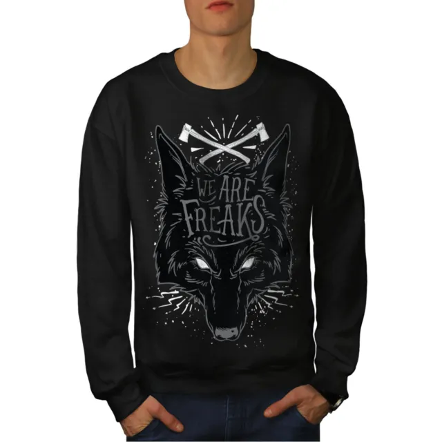 Wellcoda Wolf Freak Mens Sweatshirt, Head Casual Pullover Jumper