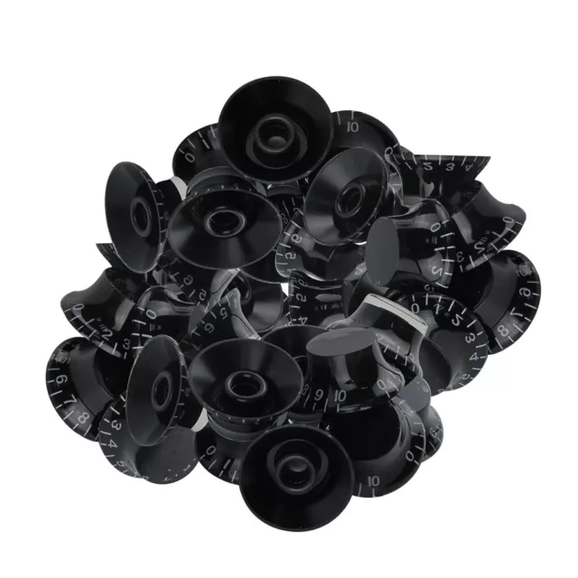 FLEOR 20PCS Black Top Hat Volume Tone Speed Control Knobs Caps for LP SG Guitar