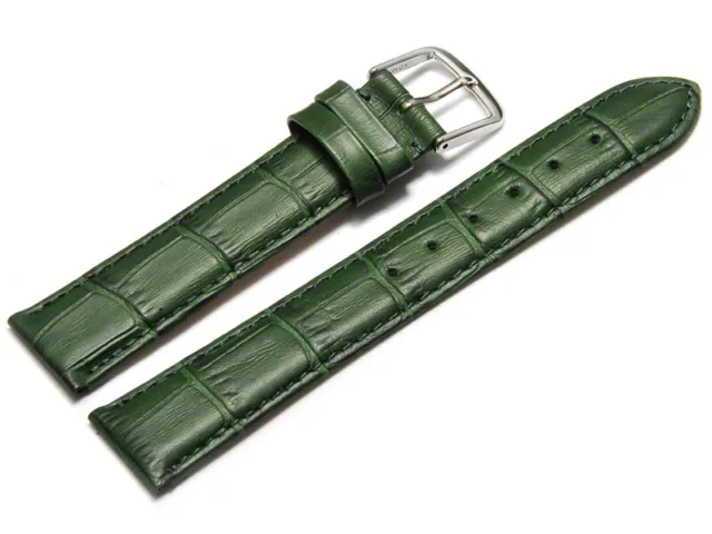 Bracelet montre cuir grain croco vert  8mm 10mm 12mm 14mm 16mm 18mm 20mm 22mm