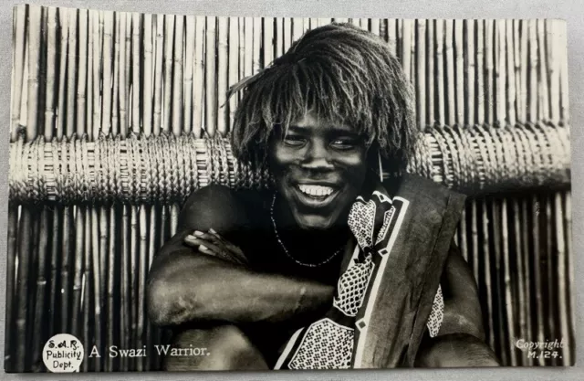 Antique Postcard RPPC REAL PHOTO Swazi Warrior Native Photo Africa