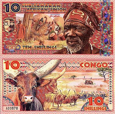 SUB SAHARAN AFRICAN UNION 10 Shillings Banknote World Money FUN/ART Note Congo