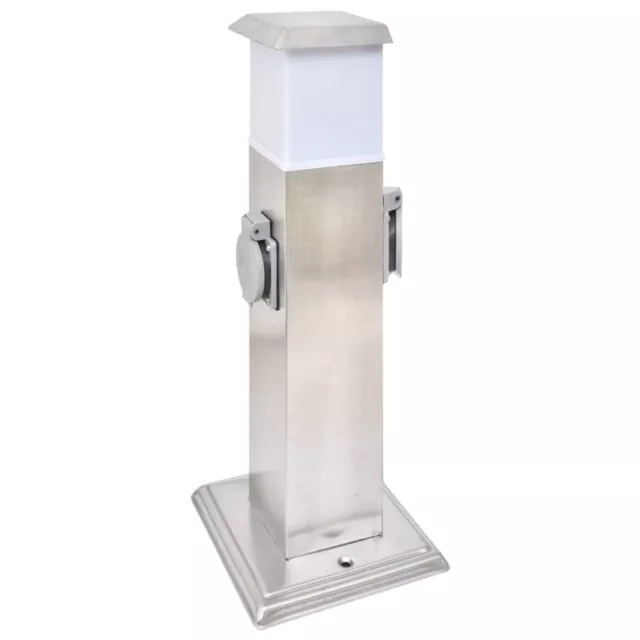 Borne jardin électrique 2 prises en acier inoxydable avec Lampe Q2W8