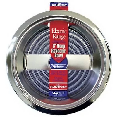 Electric Range Reflector Bowl, Deep Inset, Chrome, 8-In. -5011-8