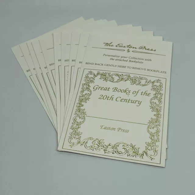 Easton Press Ex Libris 10 Bookplates Great Books of 20th Century Ivory Gold 3.5"
