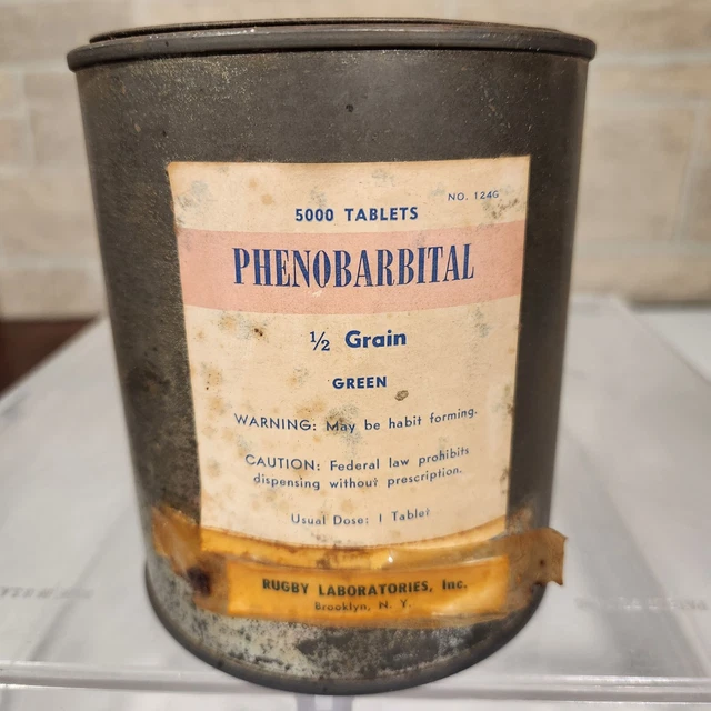 Vintage Phenobarbital Empty Canister 5000 Tablet Rugby Labs Brooklyn New York