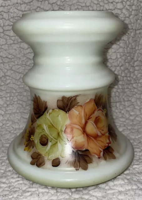 VTG Hand Painted Milk Glass Bottom Globe for Hurricane/GWTW/Kerosene Oil Lamp