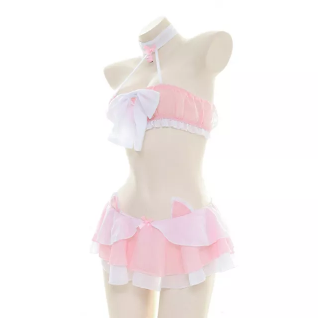 Giapponese Dolce Lolita Ragazze Abito Costume a Balze Canotta Top Gonna Cosplay