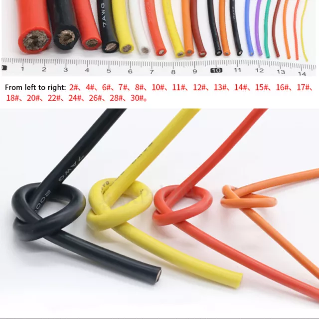 UL Fil de Cuivre Étamé Multibrins Sans Oxygène 2-30AWG Câble Électrique Silicone