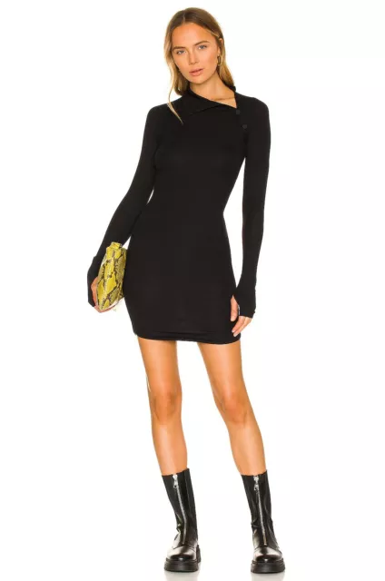 ALIX NYC Lisbon Mini Dress Black Mock Neck Long Sleeve L NWT $175