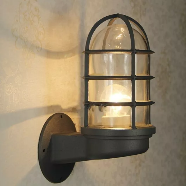 Vintage retro antique industrial iron bird cage wall light up down sconce lamp