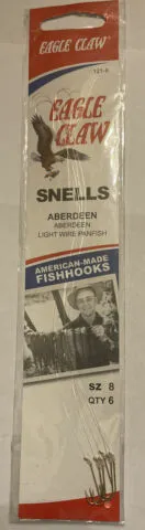 Eagle Claw Baitholder and aberdeen Snell Hook 7in 6pk - Pick your size