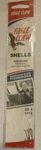 Eagle Claw Baitholder and aberdeen Snell Hook 7in 6pk - Pick your size