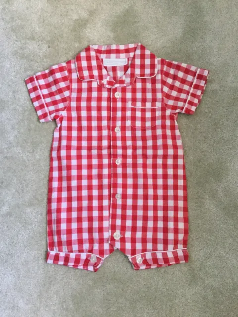Gorgeous The Little White Company Red & White Check Baby Grow, Age 0-3 Months, V
