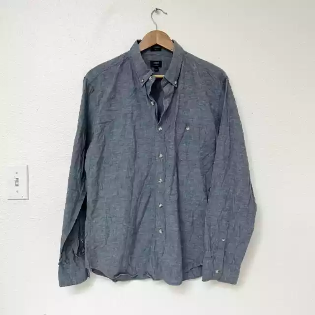 Mens J. Crew Slim Fit Button Down Chambray Casual Shirt L