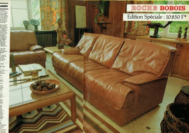 publicité Advertising 0121 1983  Roche-Bobois  cuirs massifs canapés fauteuil 2p