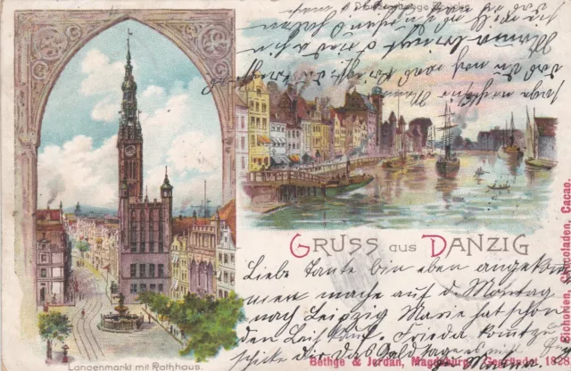 Gdansk, Danzig, Mehrbildkarte mit Rathaus und Mottlau, Pommern, Polen