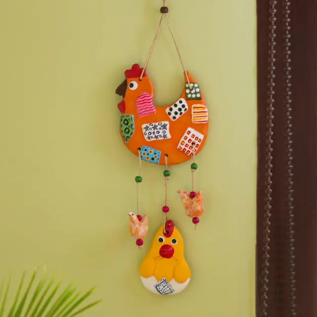 Handmade & Hand-Painted Garden Decorative Wall Hanging in Terracotta