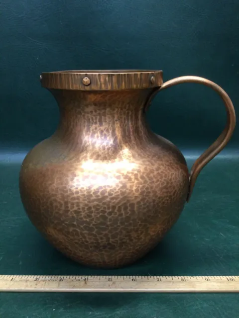 Fine Arts & Crafts Mission Copper Hand Hammered Pitcher Jug German ~ Frick