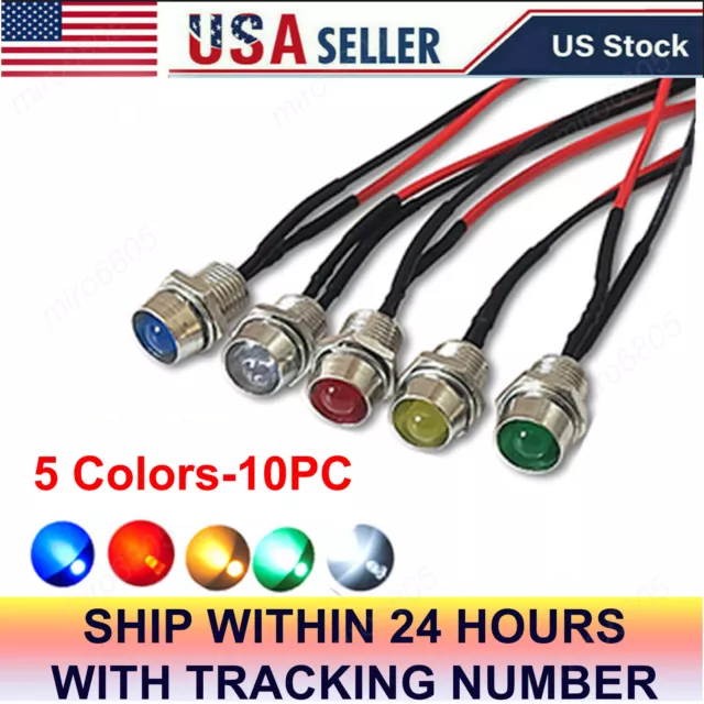 10x Car Boat LED Indicator Lights 12V 1.8W Pilot Dash Panel Warning Single Lamp