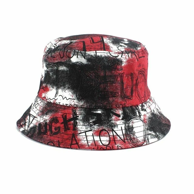 Dernier Été Seau Chapeau Femmes Anglais Lettres Coton Hip Hop Hommes Tie And Dye
