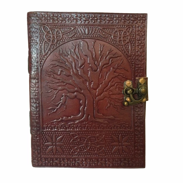 Diario di viaggio in pelle vintage fatto a mano con albero della vita
