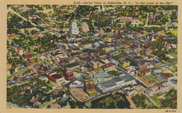 Postcard Aerial View Of Asheville North Carolina