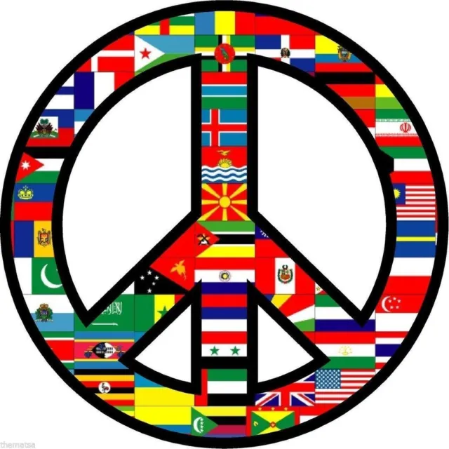 3" World Flag Peace Sign Helmet Toolbox Bumper Sticker Decal Made In Usa
