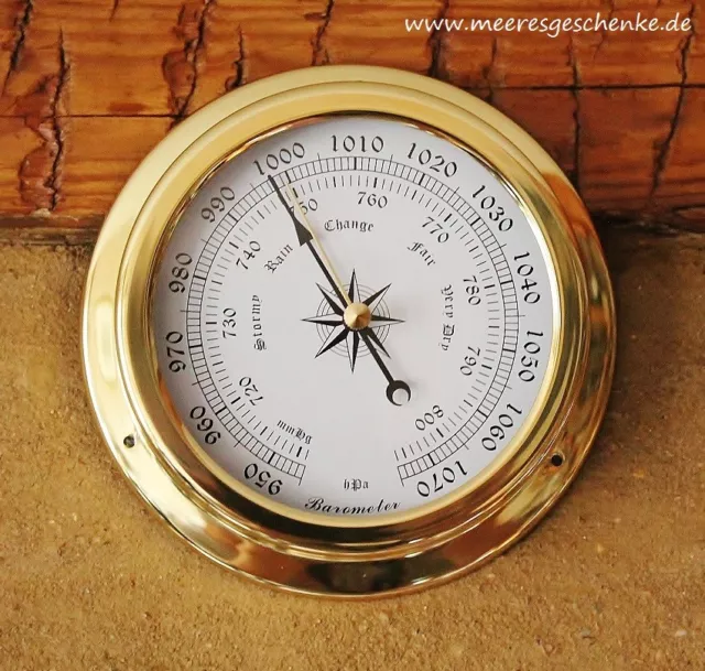 Barometer im Bullauge Ø ca. 14,5 cm Messing