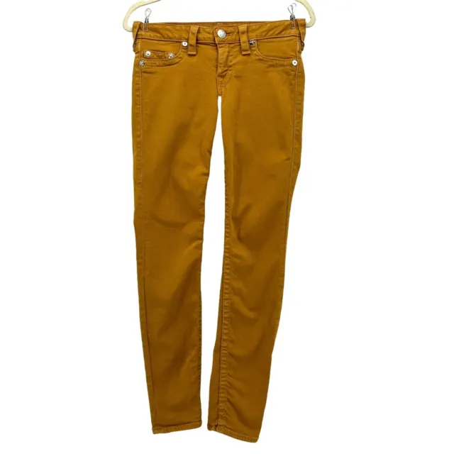 True Religion Halle Mustard Yellow Denim Skinny Jeans Womens 27