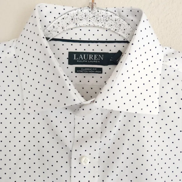Lauren Ralph Lauren Classic Fit Button Up Polka Dot  Shirt Size 16.5 32/33