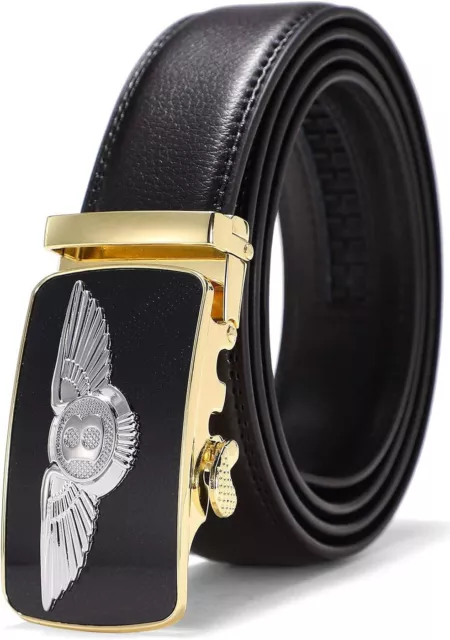 X XHtang Men's Ratchet Belt with Genuine Leather, Slide Belt for men 1 3/8 inche