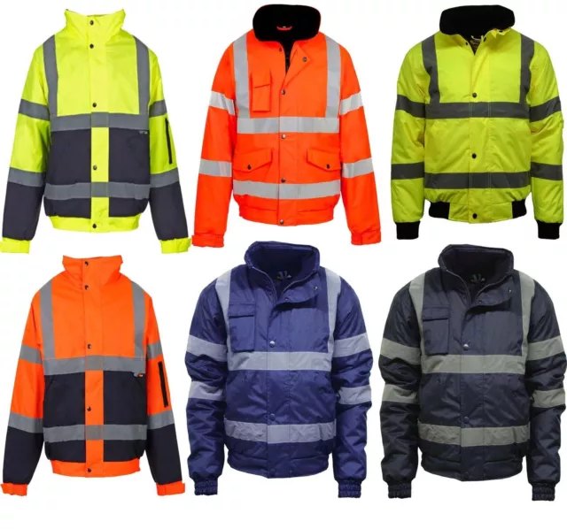 Mens Ladies Hi Viz Vis Visibility Work Waterproof Padded Hooded Jackets S To 5Xl