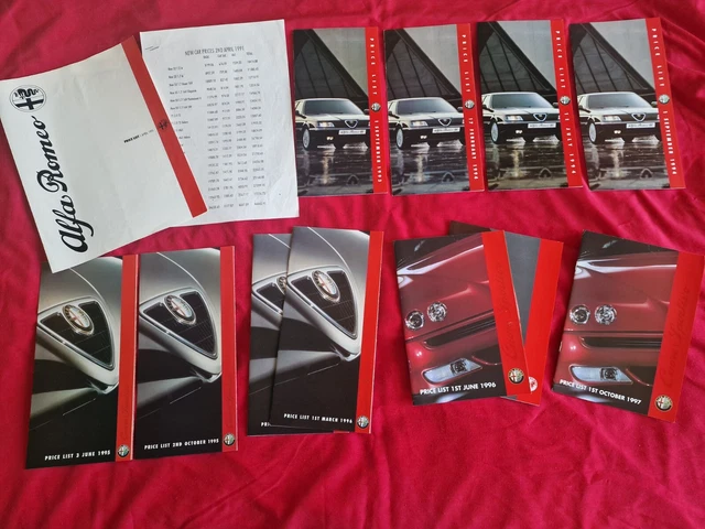 1991 - 1997 Alfa Romeo UK Dealer Price List Brochure Set