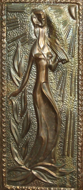 Vintage Brass Wall Decor Plaque Woman