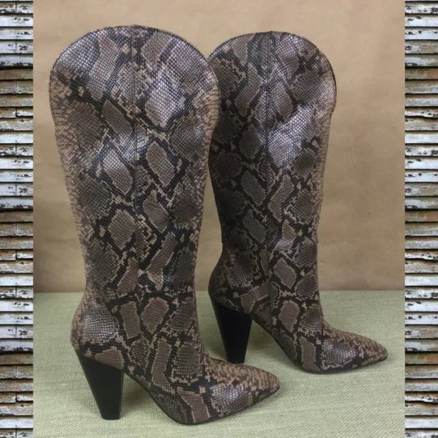SPLENDID Palmer II Women’s Snake Print Leather Tall Boots Heels Size 7 M NEW!