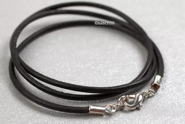 Lederkette nach MASS 2mm Lederhalskette Halskette Leder Halsband schwarz 89cm UG