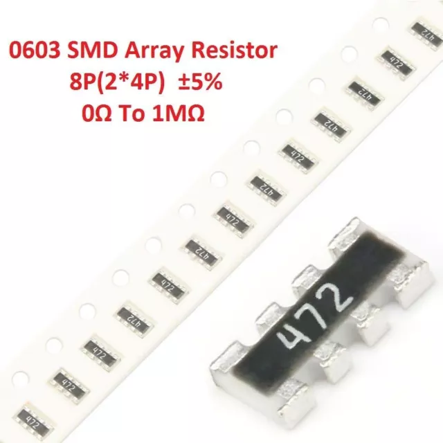 0603 SMD SMT Chip Array Resistors ±5% 8P(2*4P) Network Resistance 0Ω -1MΩ/Ohm