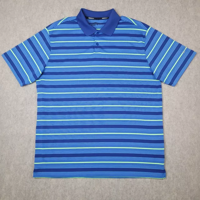 Nike Golf Shirt Mens Large L Blue Striped Polo Short Sleeve Tour Performance