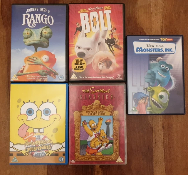 DVD WALT DISNEY. Bolt/ Rango/ Monsters/ the Simpsons/ Spongebob ...