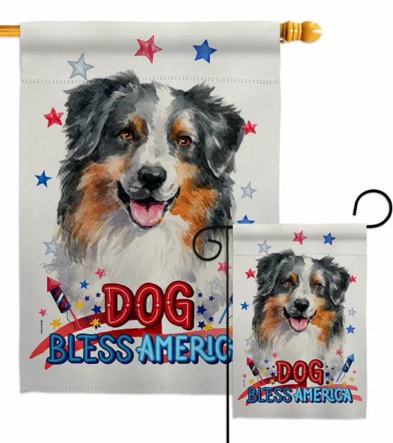 Patriotic Australian Shepherd Garden Flag Dog Decorative Gift Yard Banner