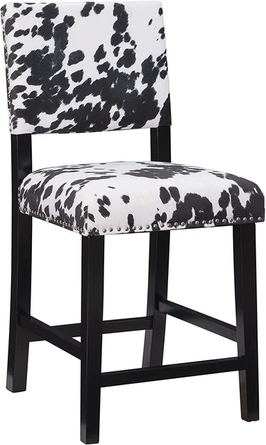 Cole Black Cow Print Counter Stool by Linon