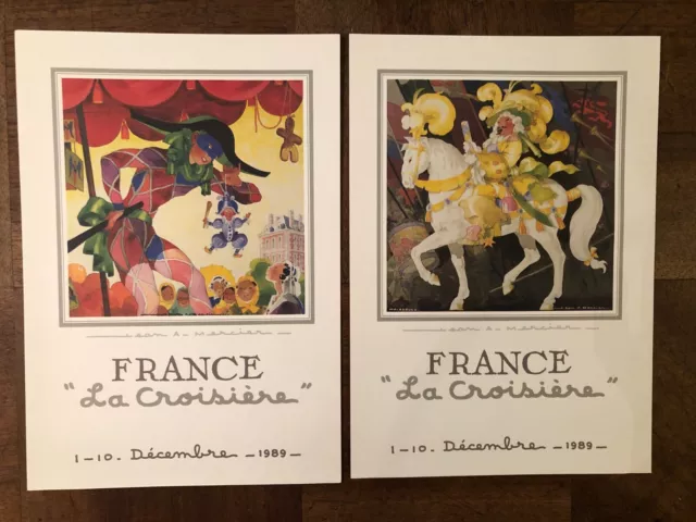 2 SUPERBES MENUS, SS NORWAY-FRANCE  " LA CROISIÈRE "  1-10 Décembre 1989