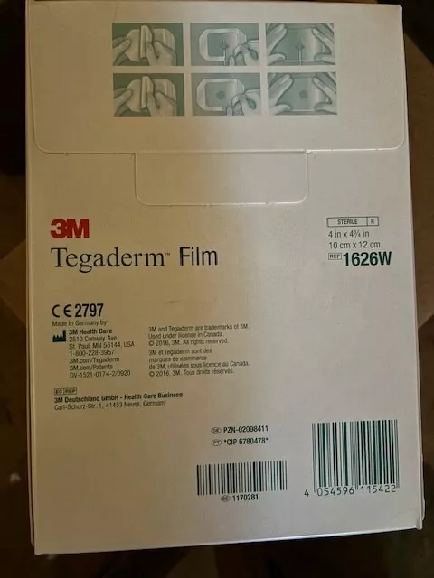 3M Tegaderm Transparent Film Dressing with Border 10 x 12cm 1626W 50 unités 2