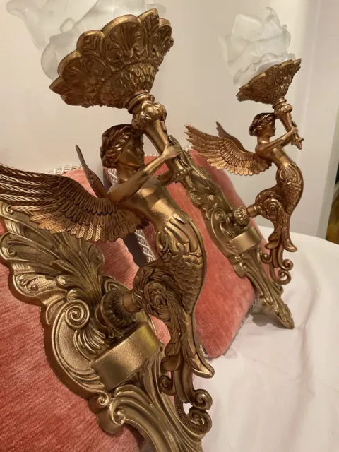 Pair of wall lights Mythical winged mermaids